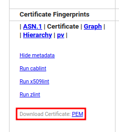 location of certificate